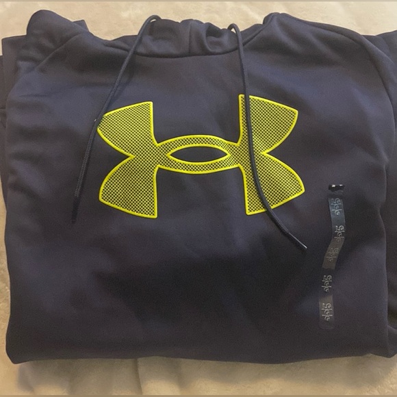 Under Armour Men's UA Fleece Big Logo Hoodie Sweatshirt Medium Blue - Picture 9 of 12